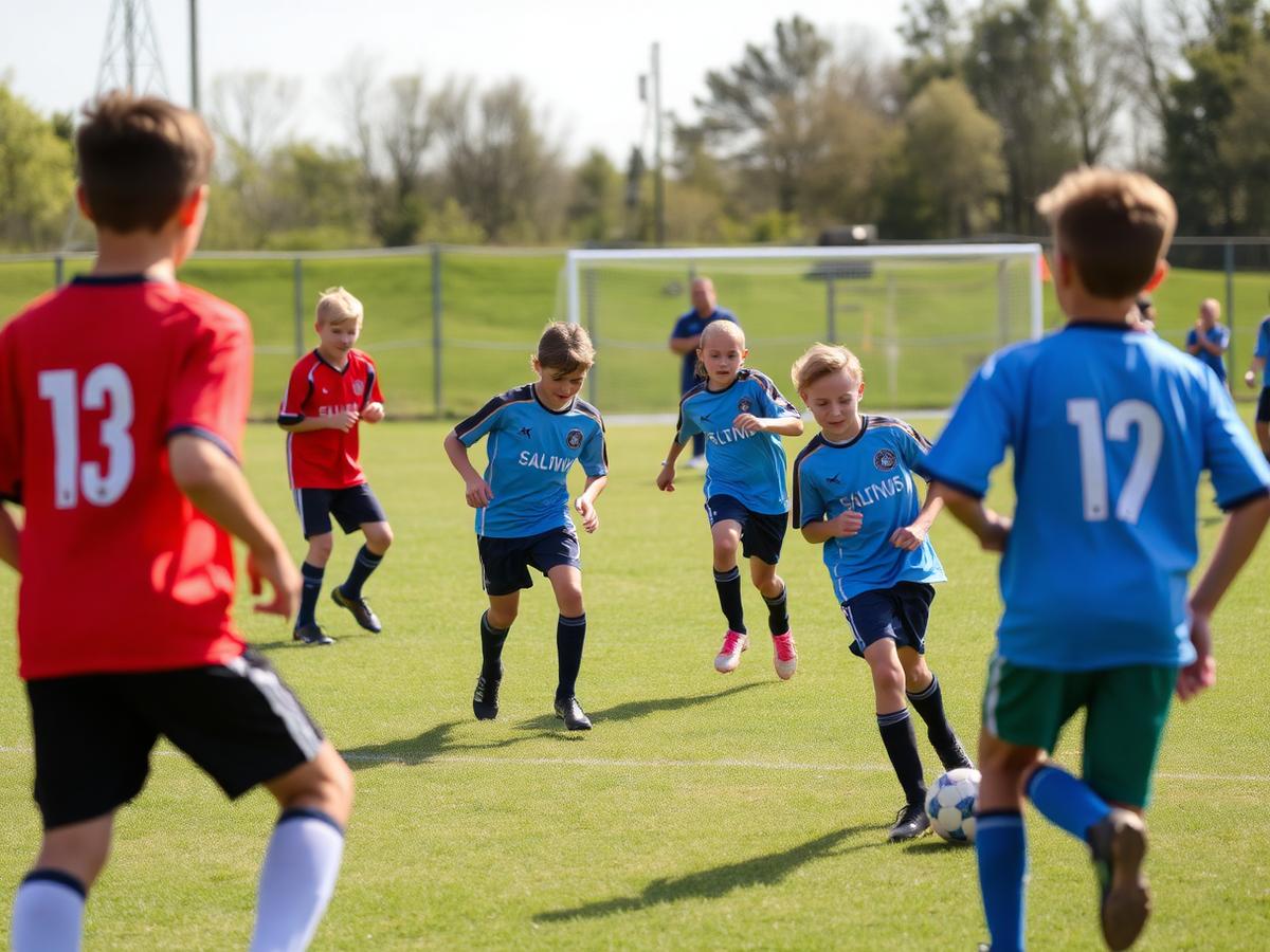 Tournament match in play on an open grass pitch